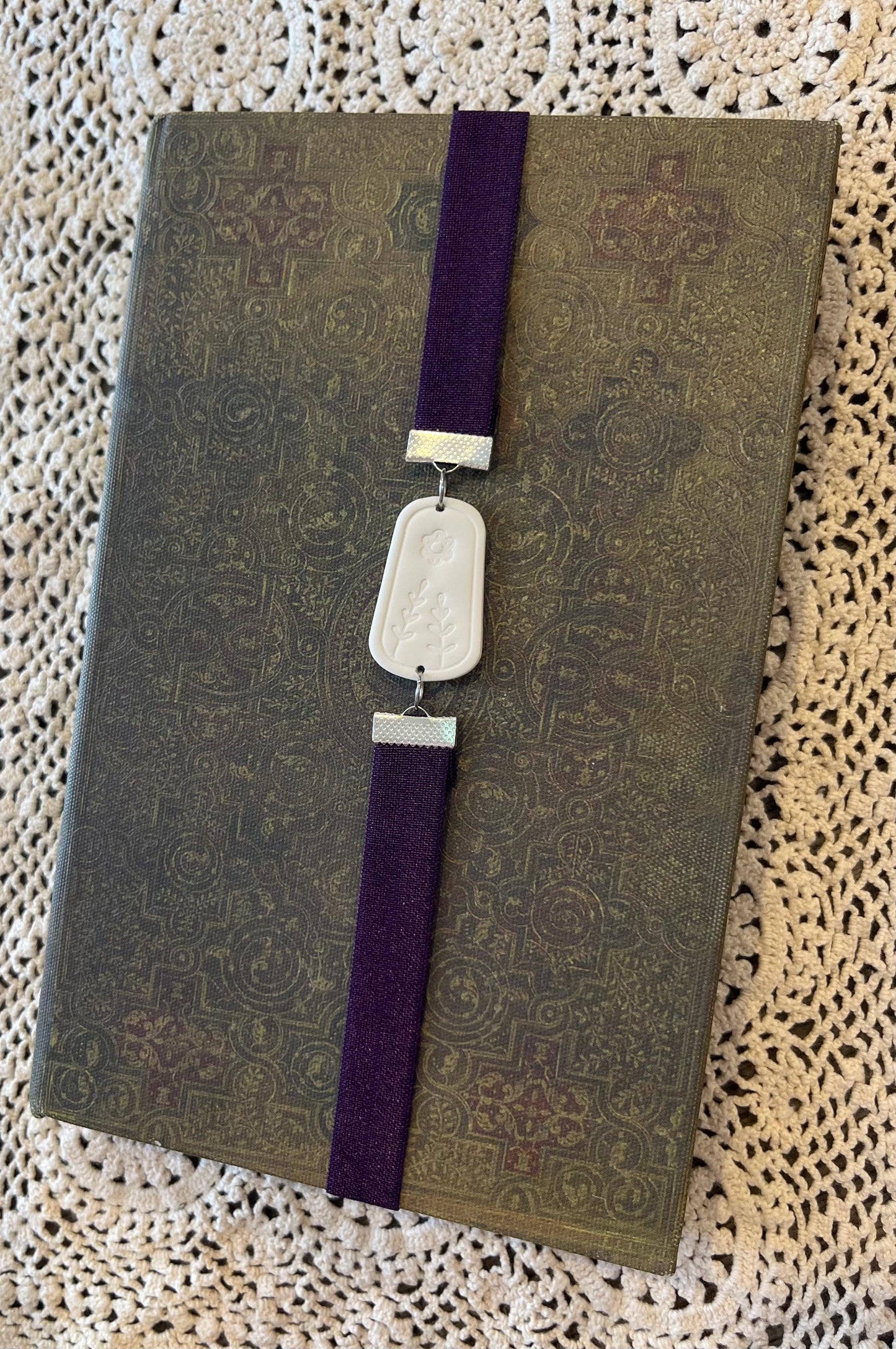 Purple white flower bookmark