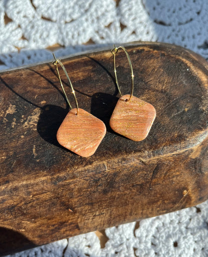 Copper and gold square hoops