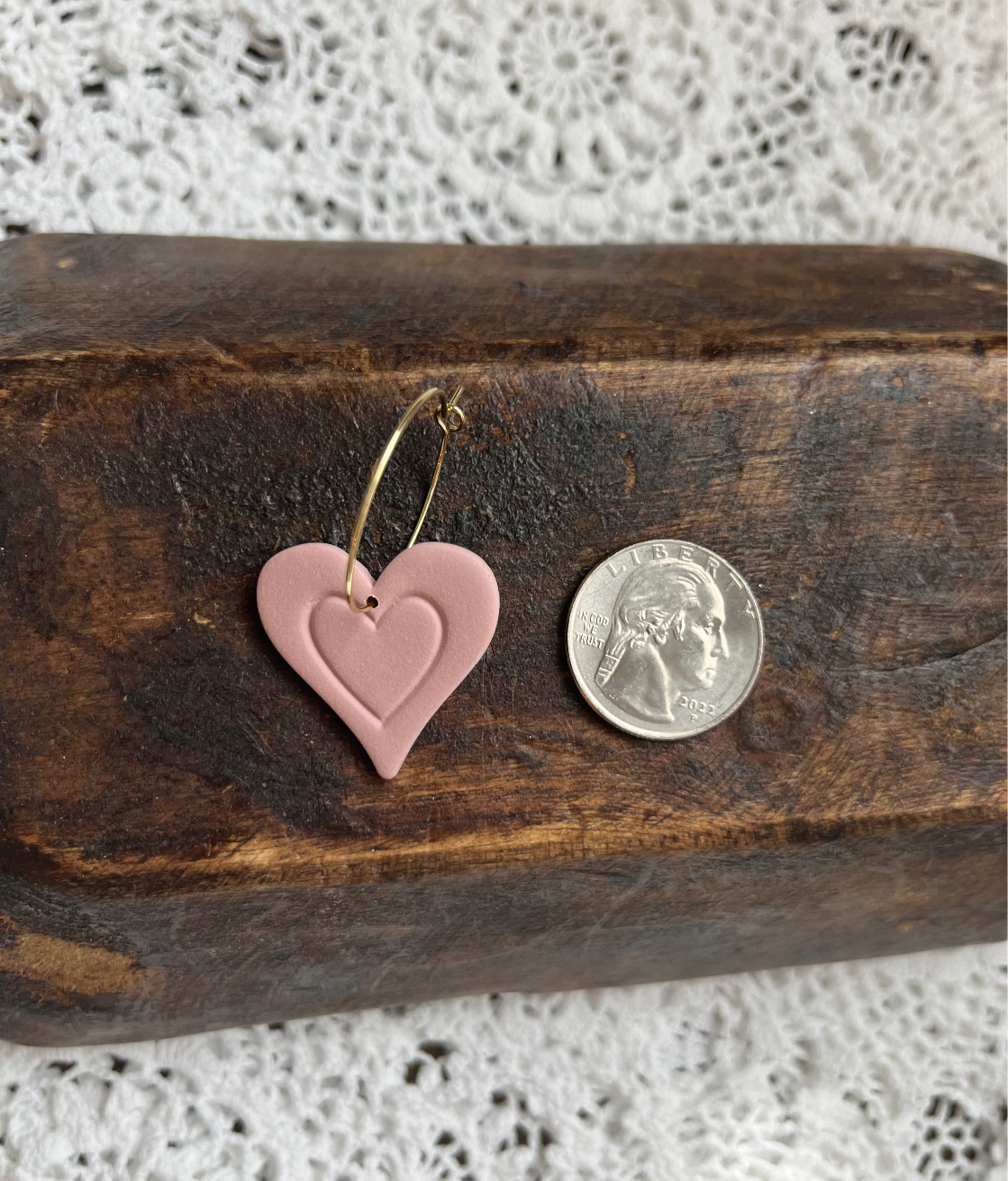 Heart hoops dusty rose