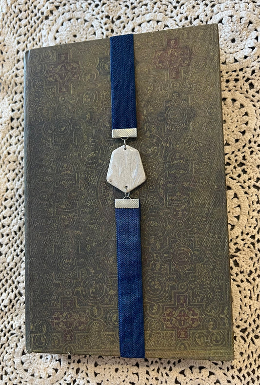 Navy neutral marble bookmark