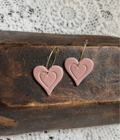 Heart hoops dusty rose